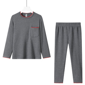 rib edge winter cotton pajama -grey