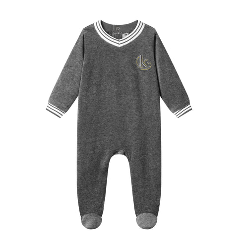 grey cotton velour footie