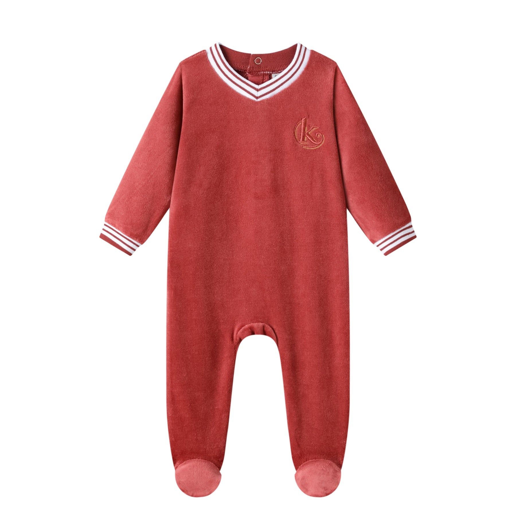 peach cotton velour footie