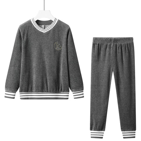 cotton velour pajama-grey