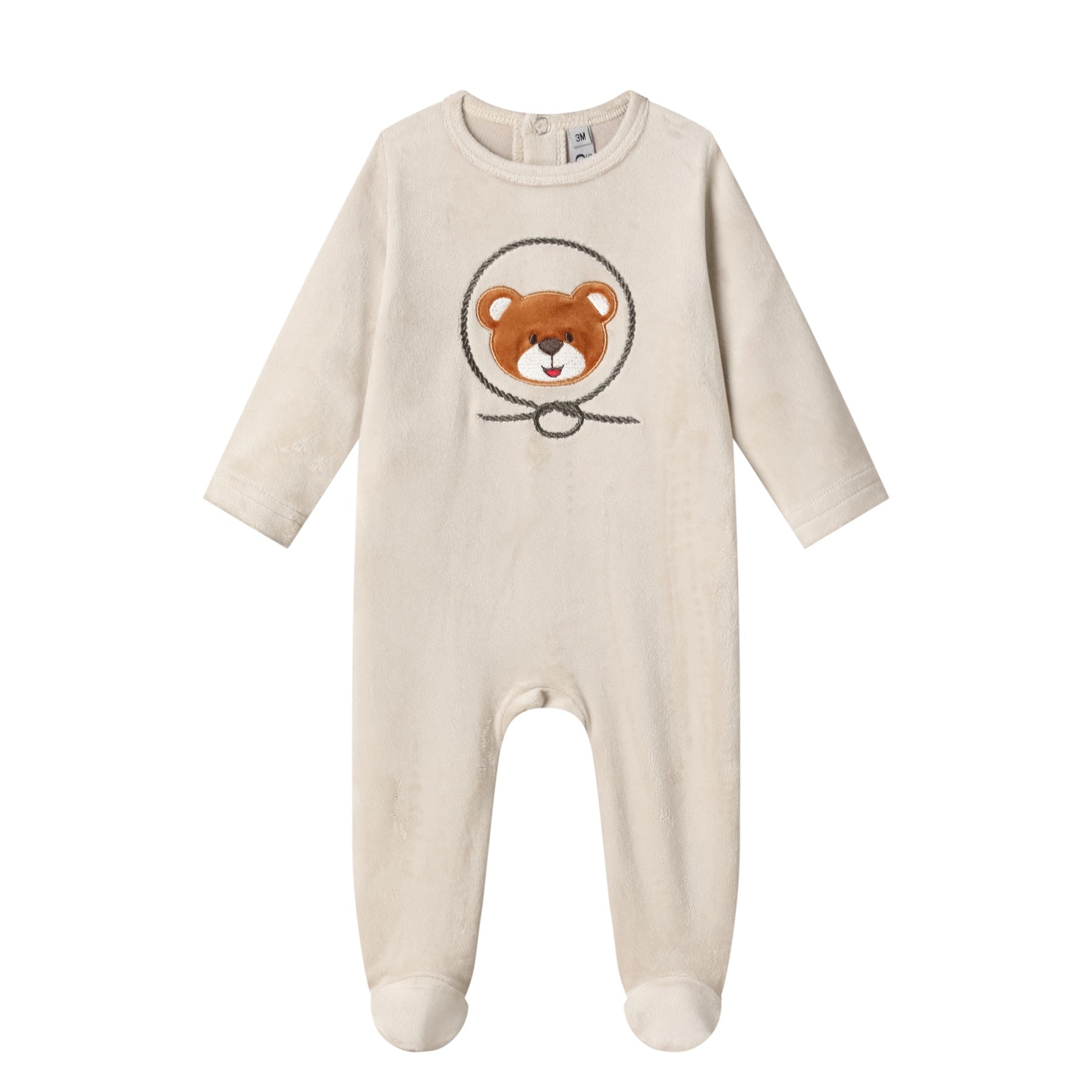bear poly velour footie-beige