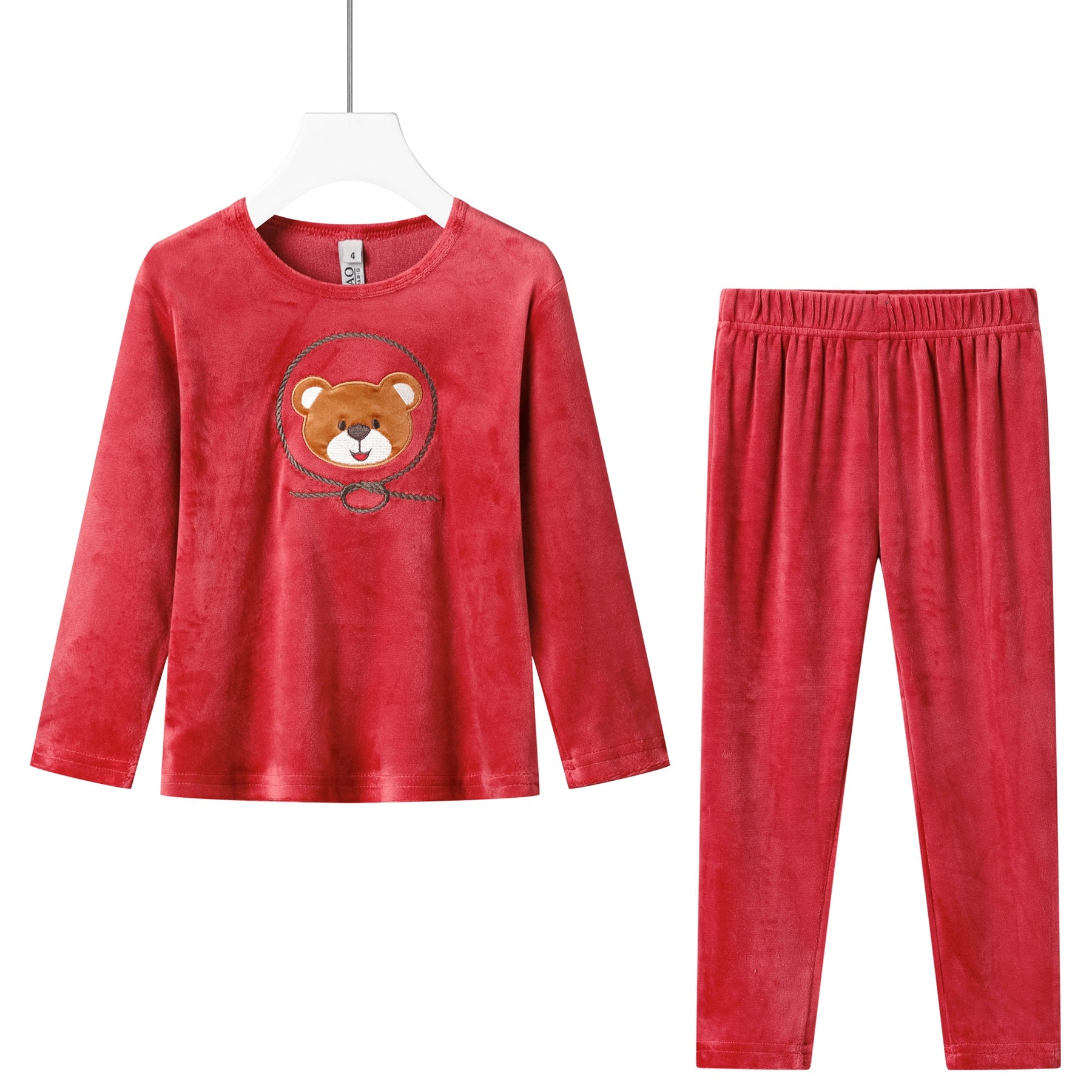 teddy poly velour pajama- red