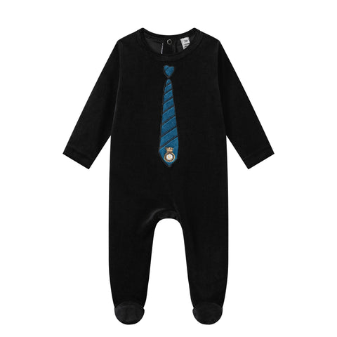 tie cotton velour footie