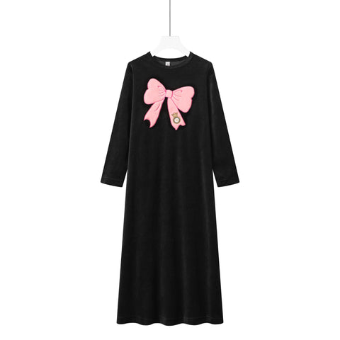 bow cotton velour nightgown
