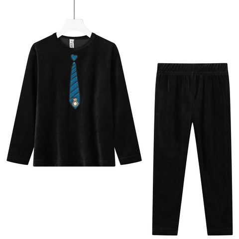 neck tie cotton velour pajama