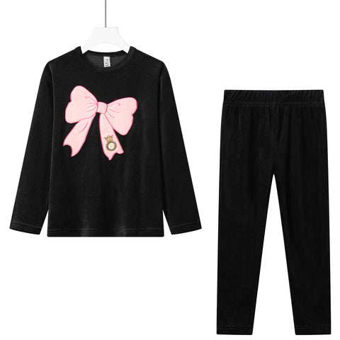 bow cotton velour pajama