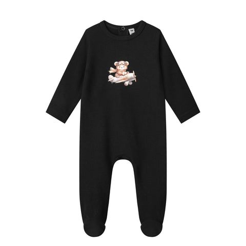 bear plane fleece footie