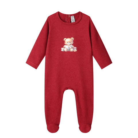 bear book sweat footie-red