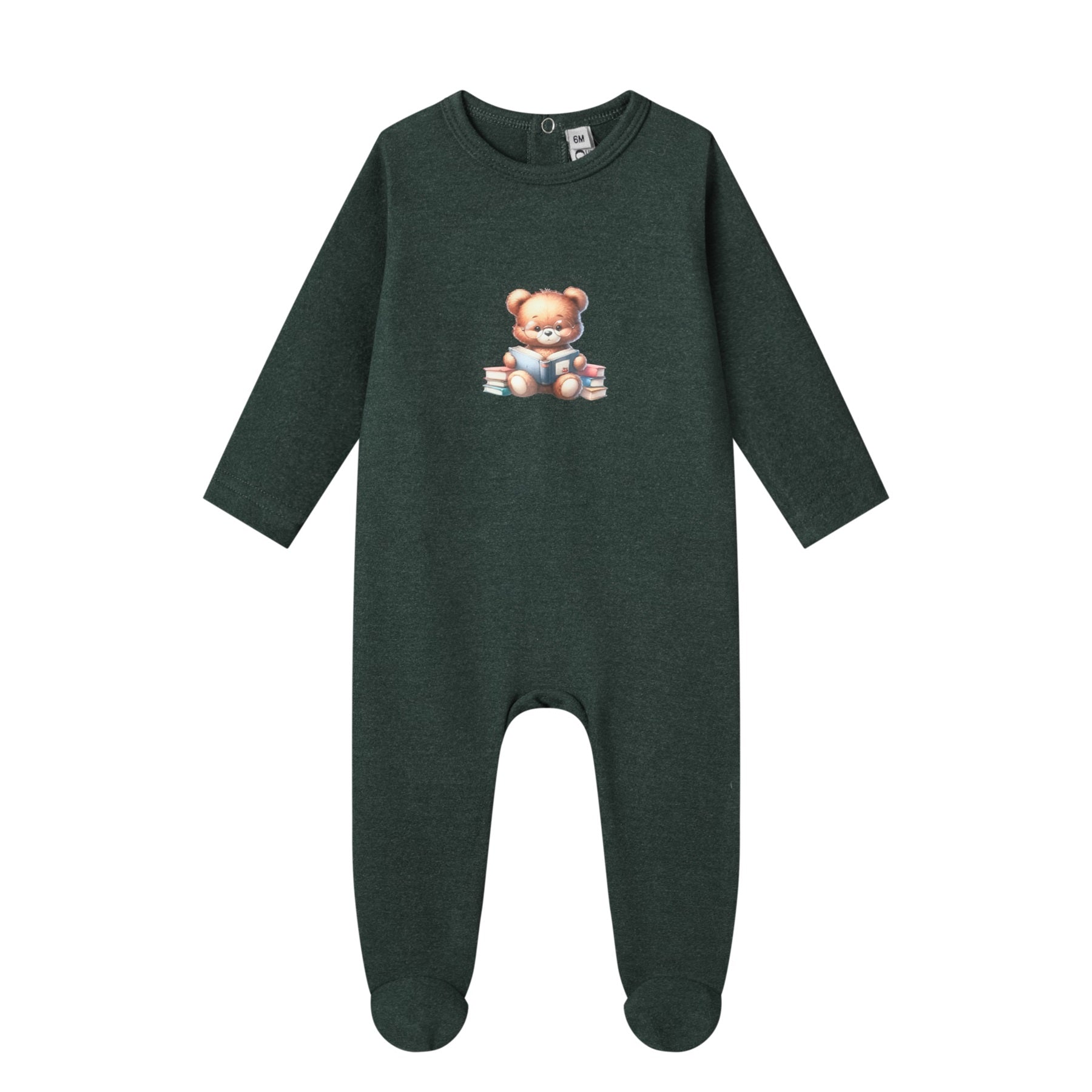 bear book sweat footie-green
