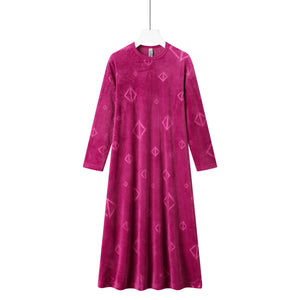 geo print poly velour nightgown