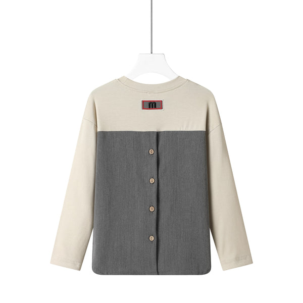 Colorblock Kids Button Back Tshirt