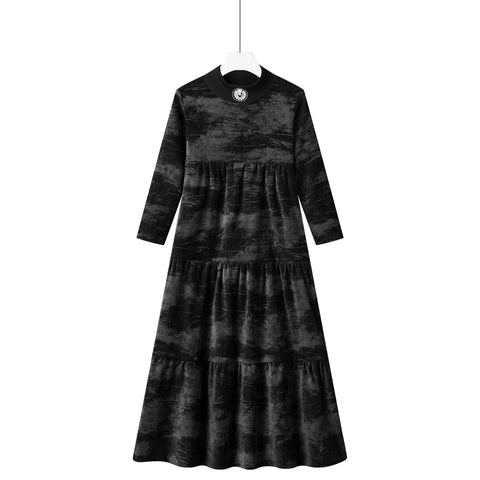 logo tiered robe-black