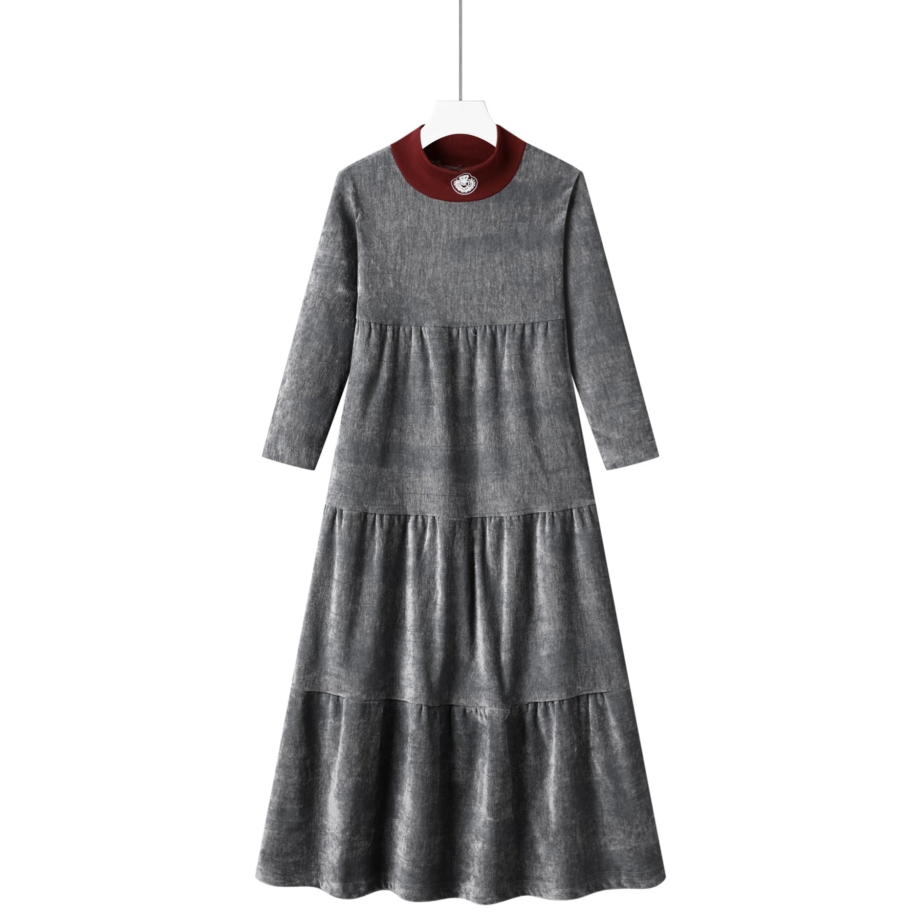 logo tiered robe-grey