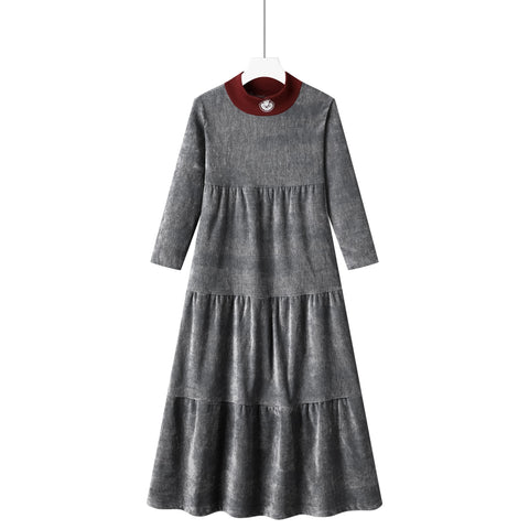 logo tiered robe-grey