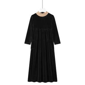 high neck pocket robe-cream
