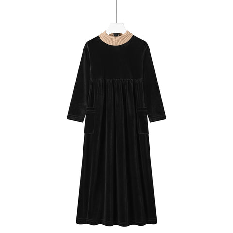 high neck pocket robe-cream