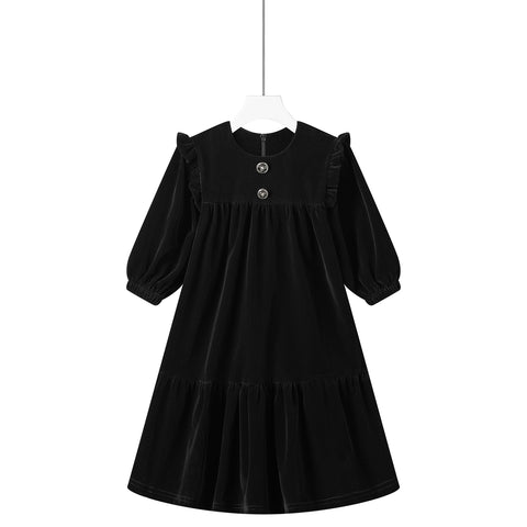 velvet button dress