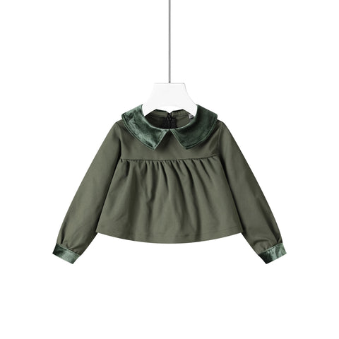 velvet collar tunic top