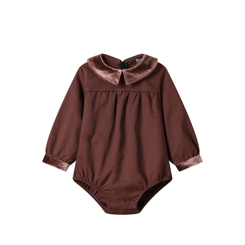 velvet collar romper