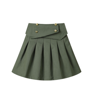 button front skirt-green