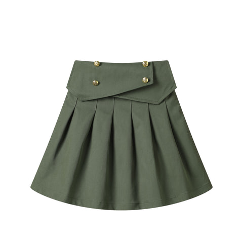 button front skirt-green