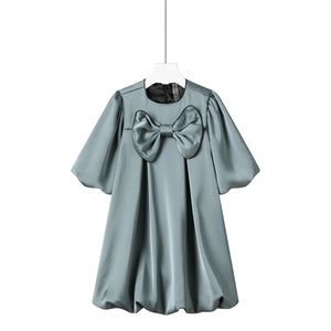 bubble satin dress-grey