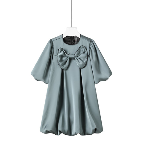 bubble satin dress-grey