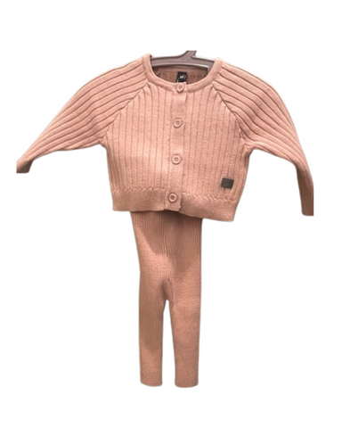cardigan knit toddler set- pink
