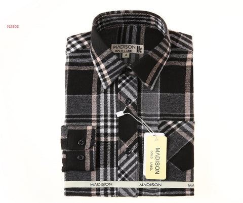 black plaid shirt