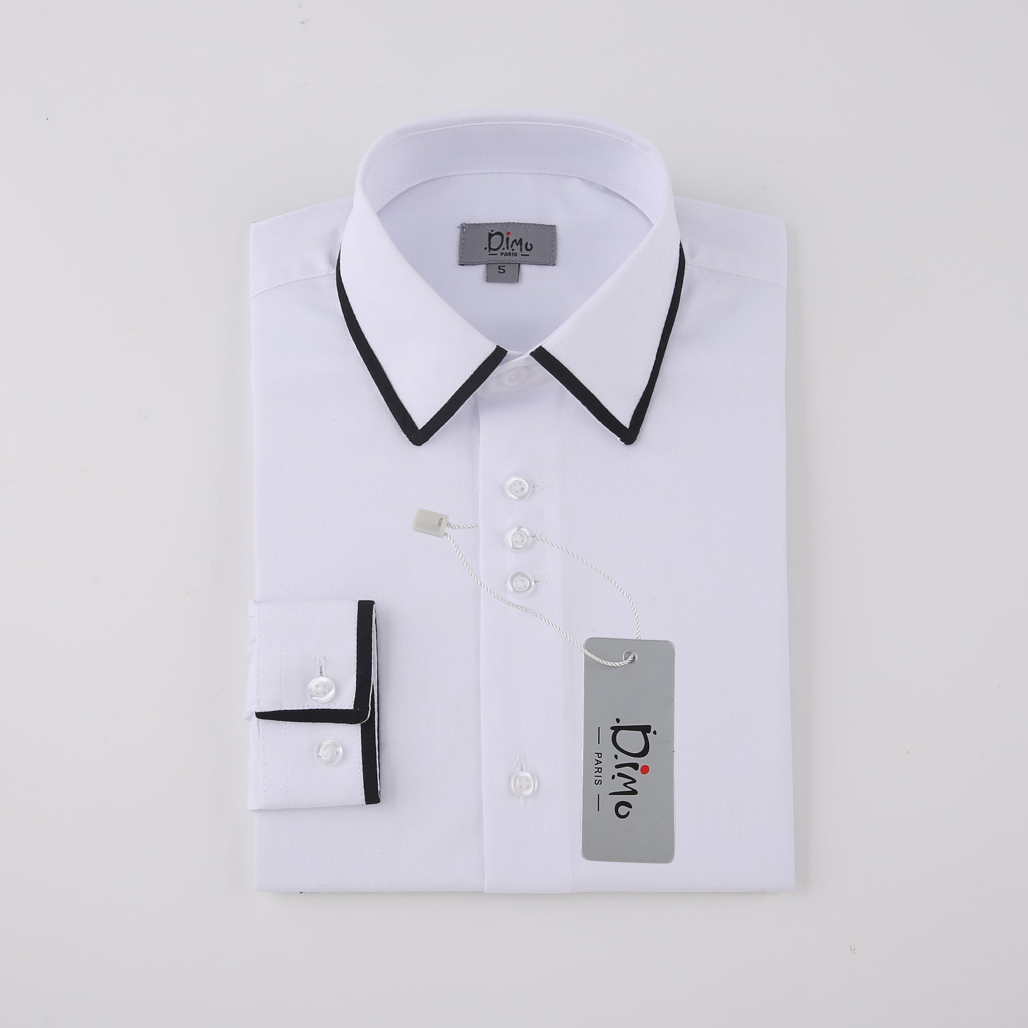 black trim white shirt