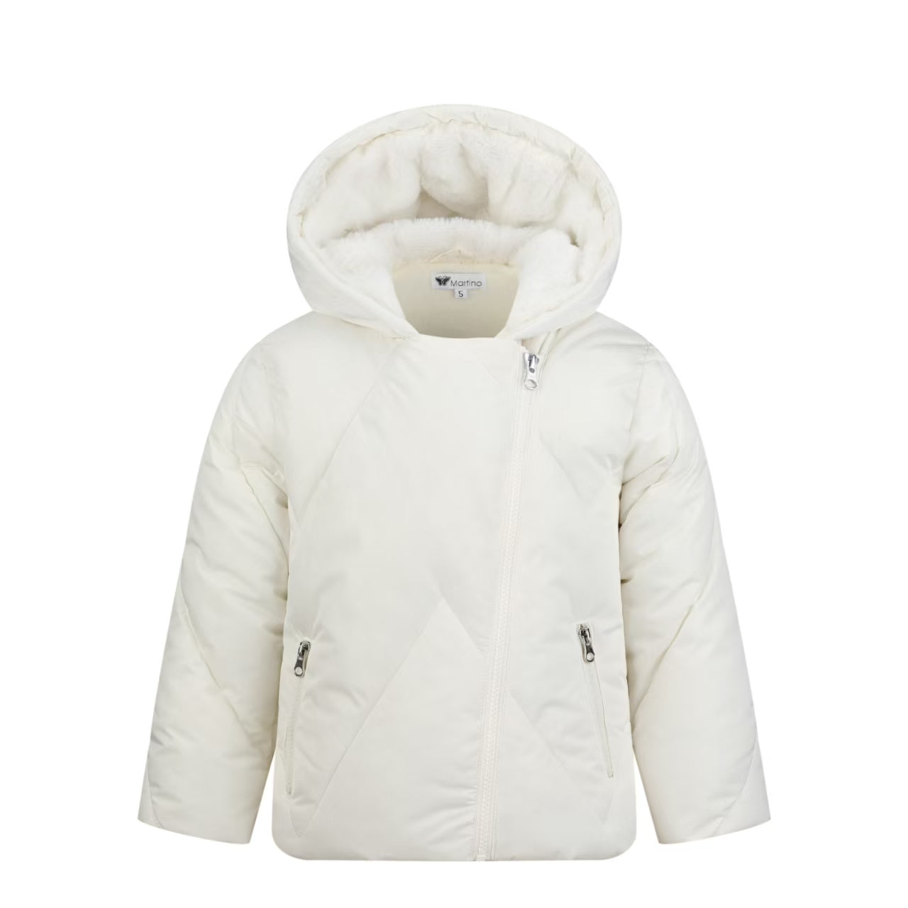 side zip quilted jacket- cream