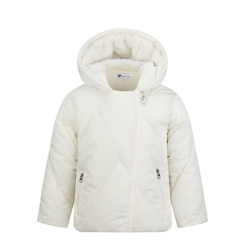 side zip quilted jacket- cream