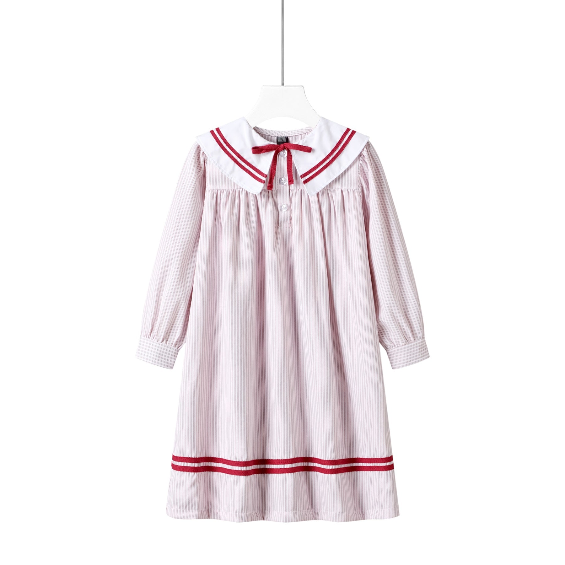 stripe ribbion trim dress-red